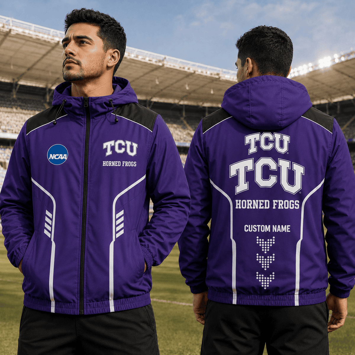 TCU Horned Frogs TDNCAAWJ01 NCAA Personalized Outdoor Windbreaker Jacket