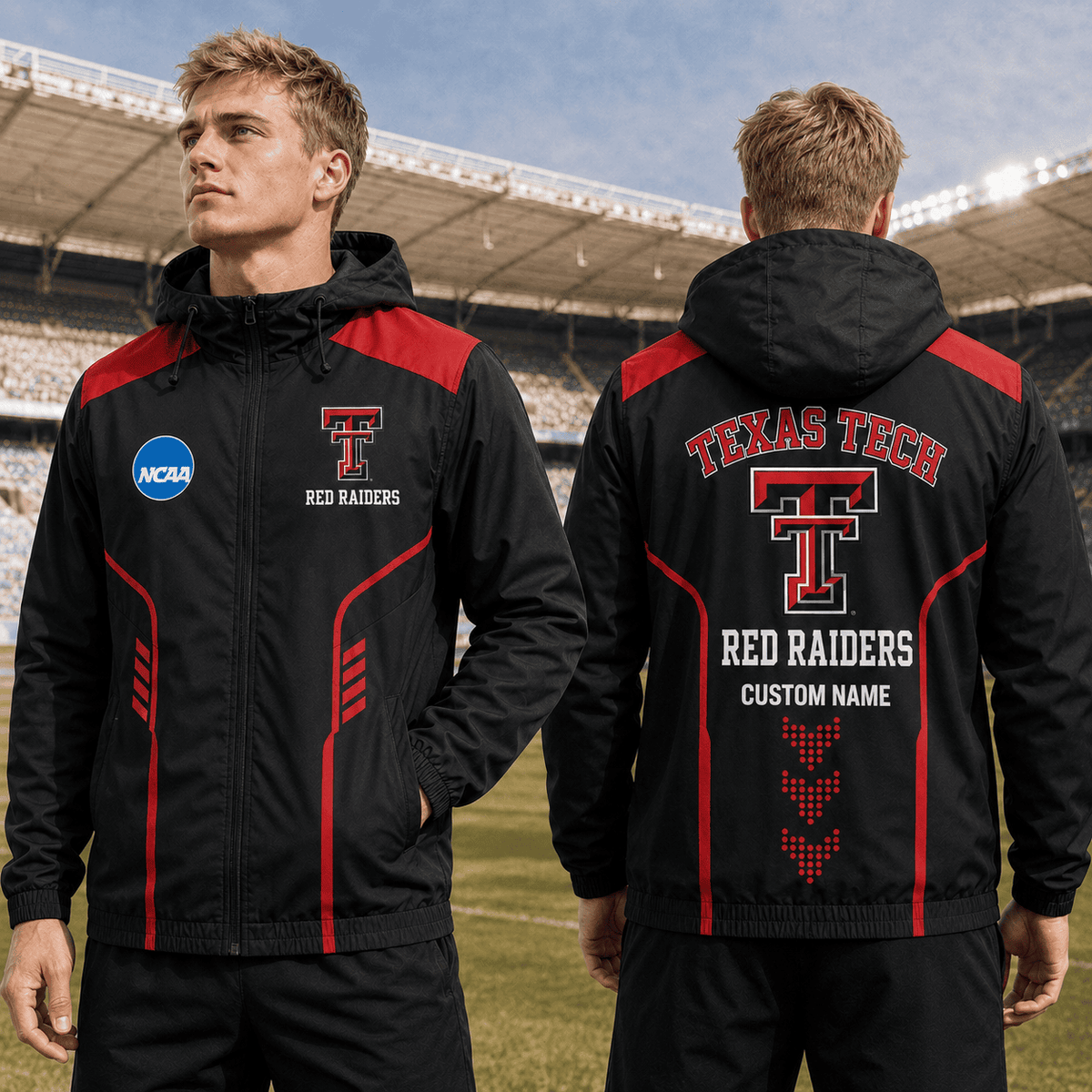 Texas Tech Red Raiders TDNCAAWJ01 NCAA Personalized Outdoor Windbreaker Jacket
