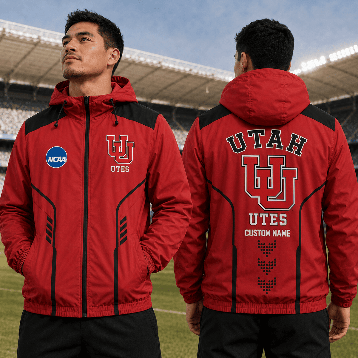 Utah Utes TDNCAAWJ01 NCAA Personalized Outdoor Windbreaker Jacket