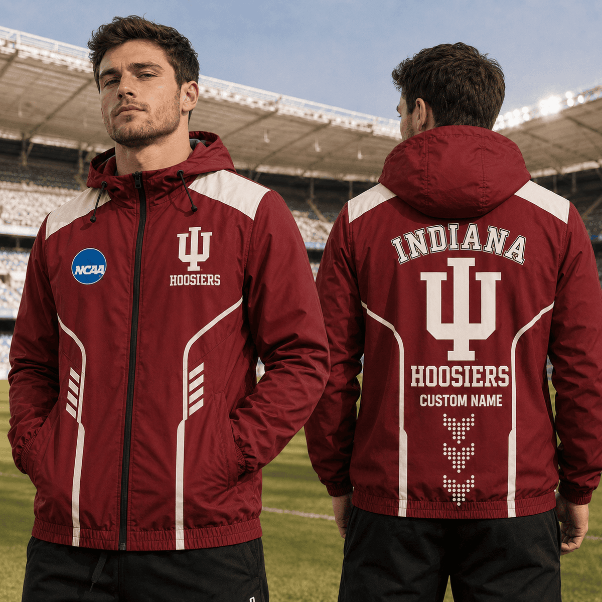 Indiana Hoosiers TDNCAAWJ01 NCAA Personalized Outdoor Windbreaker Jacket