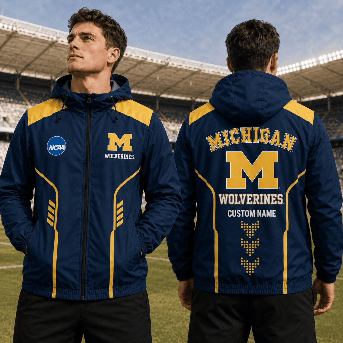 Michigan Wolverines TDNCAAWJ01 NCAA Personalized Outdoor Windbreaker Jacket