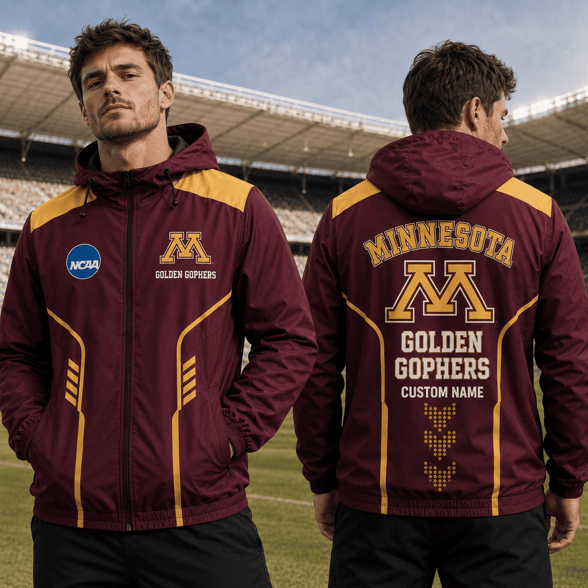 Minnesota Golden Gophers TDNCAAWJ01 NCAA Personalized Outdoor Windbreaker Jacket