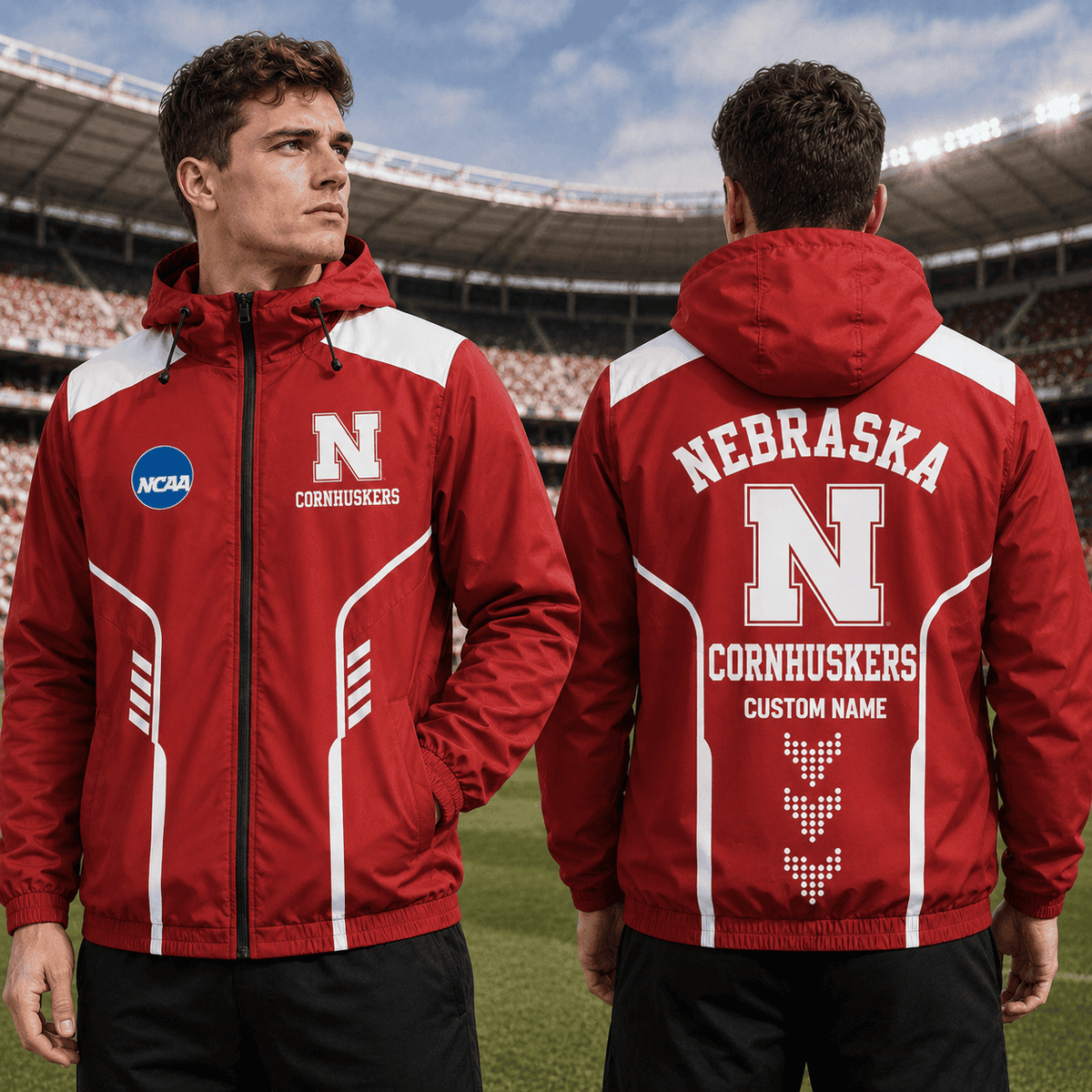 Nebraska Cornhuskers TDNCAAWJ01 NCAA Personalized Outdoor Windbreaker Jacket