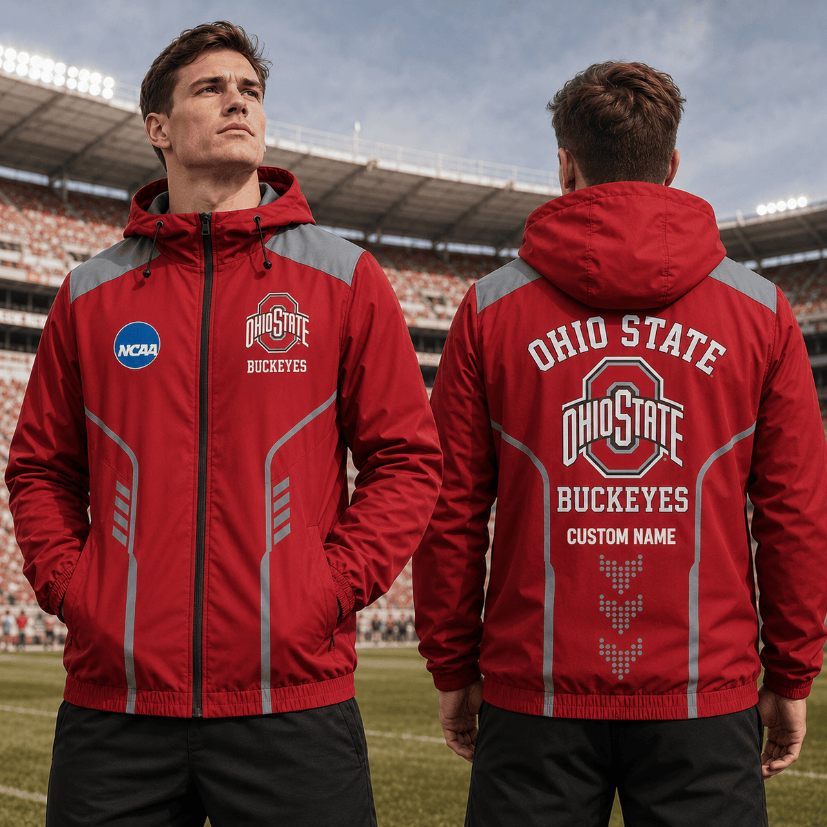Ohio State Buckeyes TDNCAAWJ01 NCAA Personalized Outdoor Windbreaker Jacket