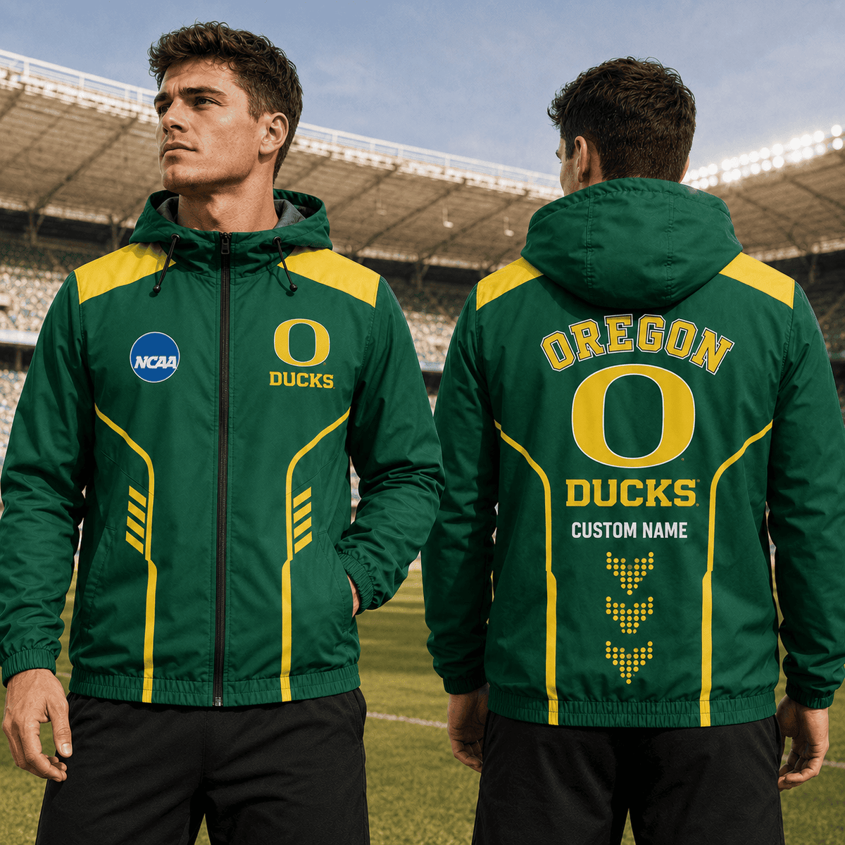 Oregon Ducks TDNCAAWJ01 NCAA Personalized Outdoor Windbreaker Jacket