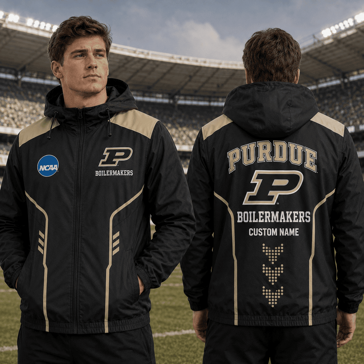 Purdue Boilermakers TDNCAAWJ01 NCAA Personalized Outdoor Windbreaker Jacket