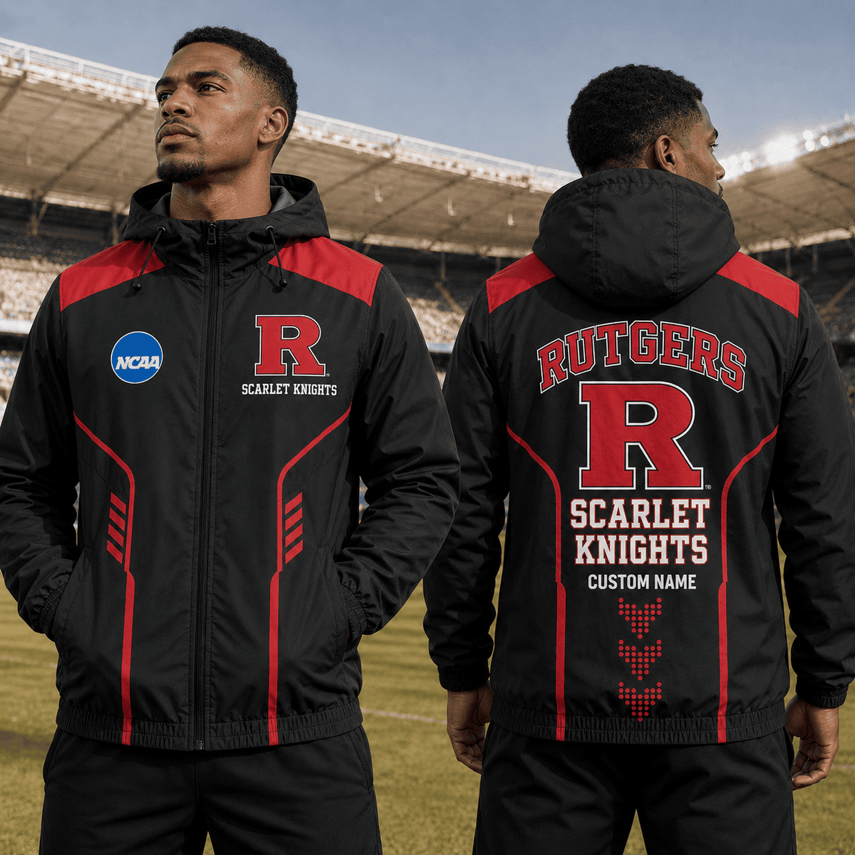 Rutgers Scarlet Knights TDNCAAWJ01 NCAA Personalized Outdoor Windbreaker Jacket