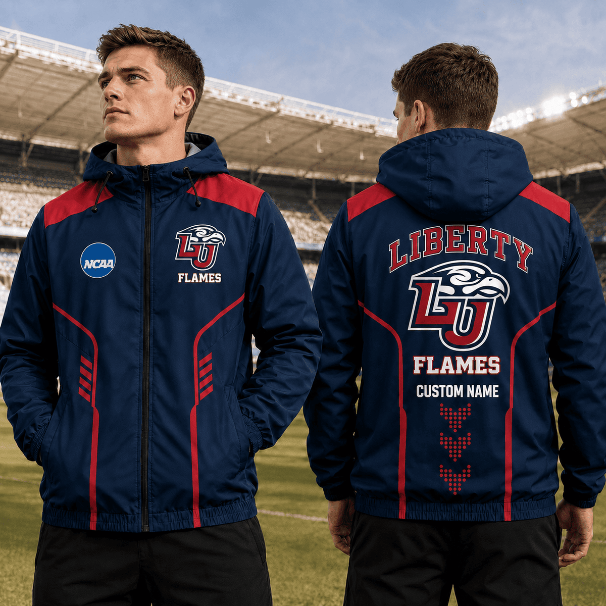 Liberty Flames TDNCAAWJ01 NCAA Personalized Outdoor Windbreaker Jacket