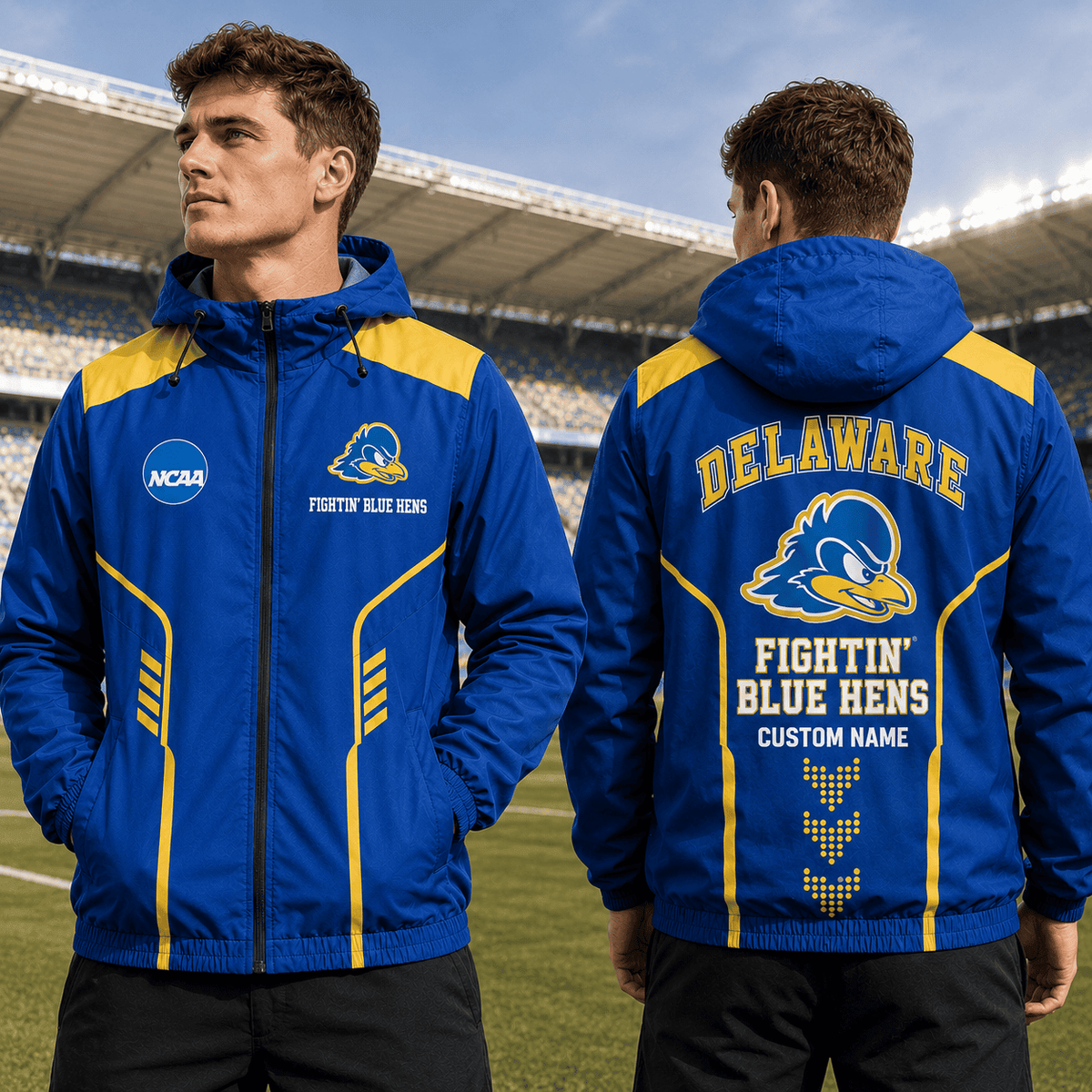 Delaware Fightin' Blue Hens TDNCAAWJ01 NCAA Personalized Outdoor Windbreaker Jacket