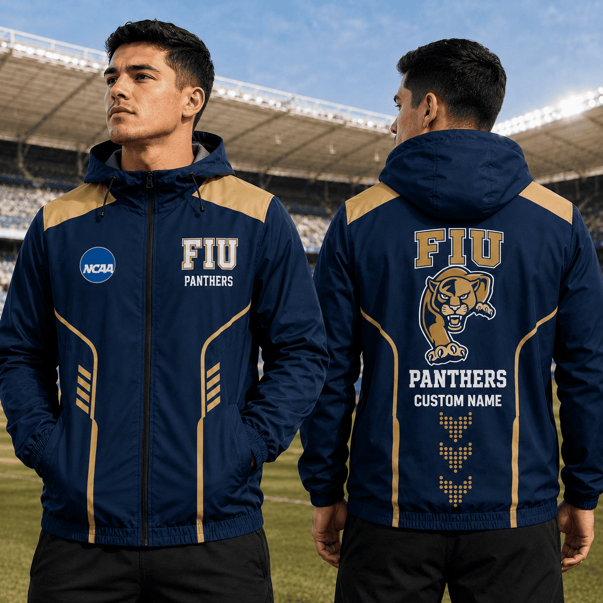 FIU Panthers TDNCAAWJ01 NCAA Personalized Outdoor Windbreaker Jacket