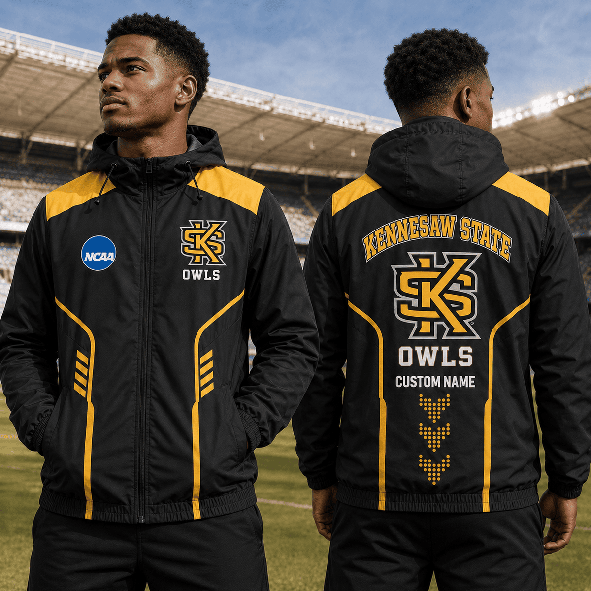 Kennesaw State Owls TDNCAAWJ01 NCAA Personalized Outdoor Windbreaker Jacket