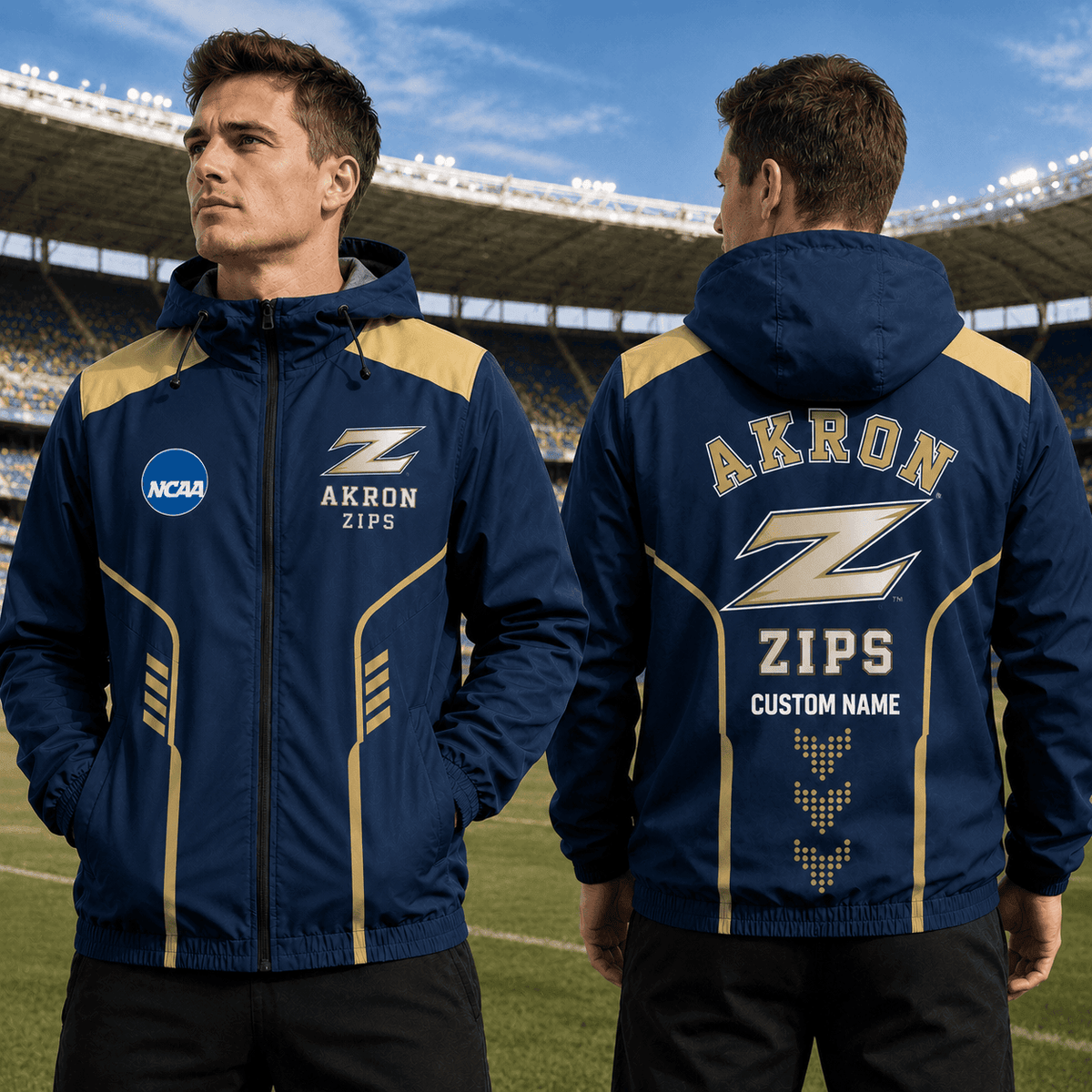 Akron Zips TDNCAAWJ01 NCAA Personalized Outdoor Windbreaker Jacket