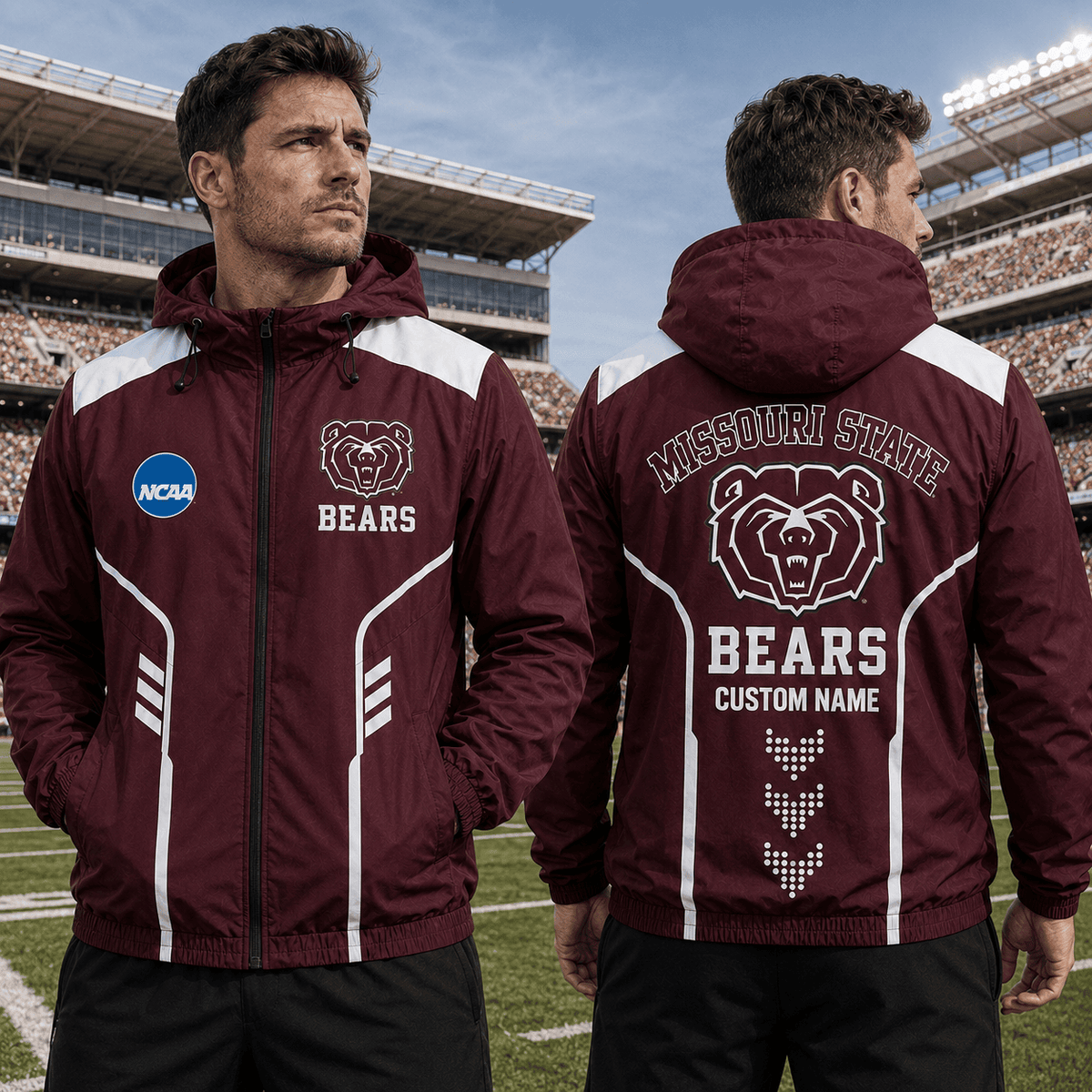 Missouri State Bears TDNCAAWJ01 NCAA Personalized Outdoor Windbreaker Jacket