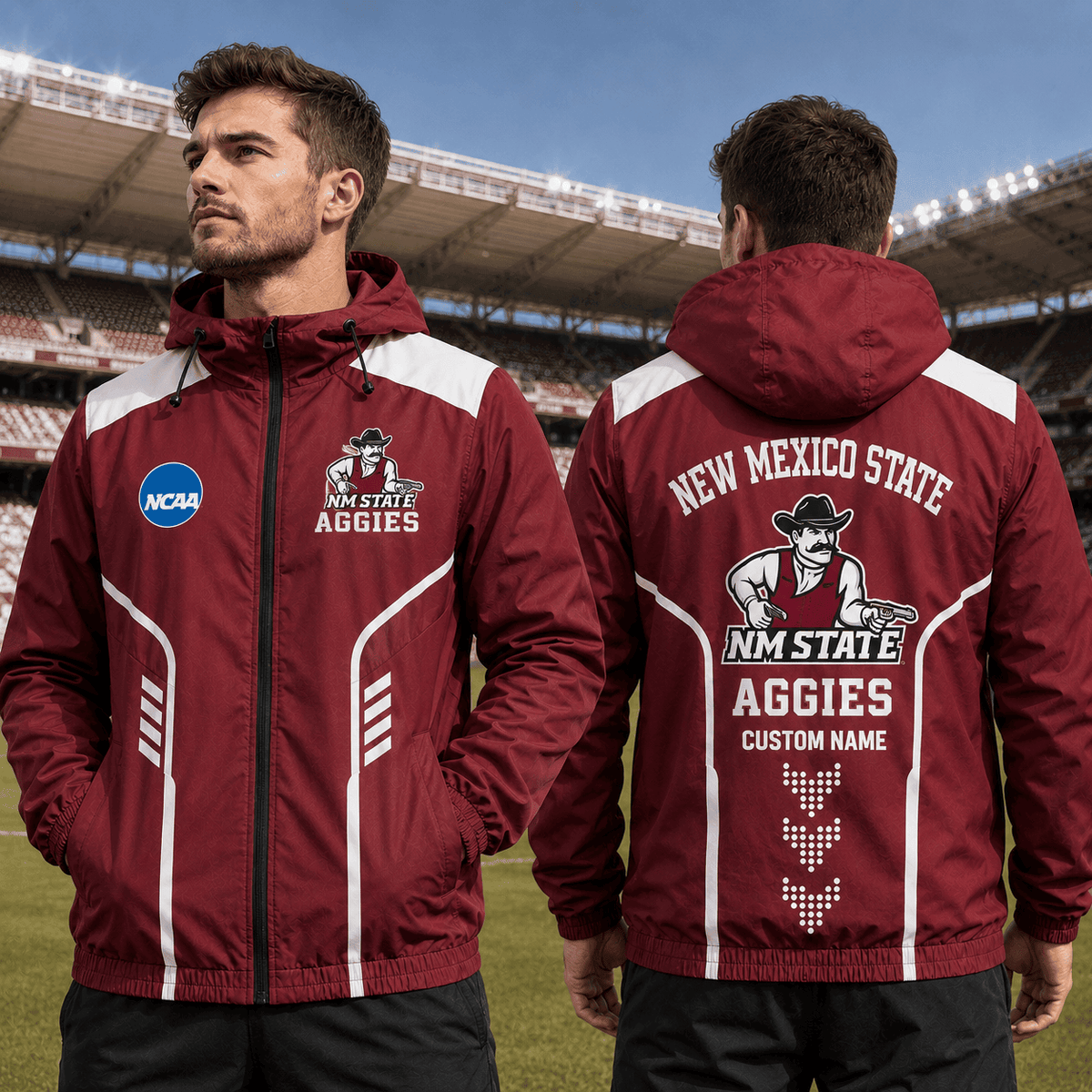 New Mexico State Aggies TDNCAAWJ01 NCAA Personalized Outdoor Windbreaker Jacket