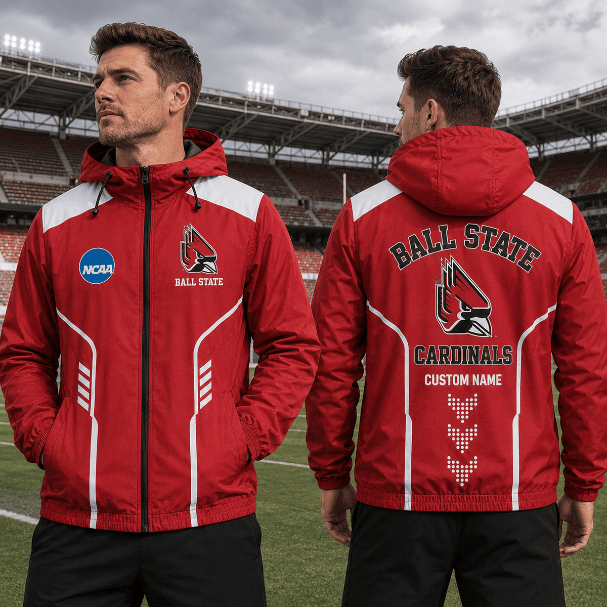 Ball State Cardinals TDNCAAWJ01 NCAA Personalized Outdoor Windbreaker Jacket
