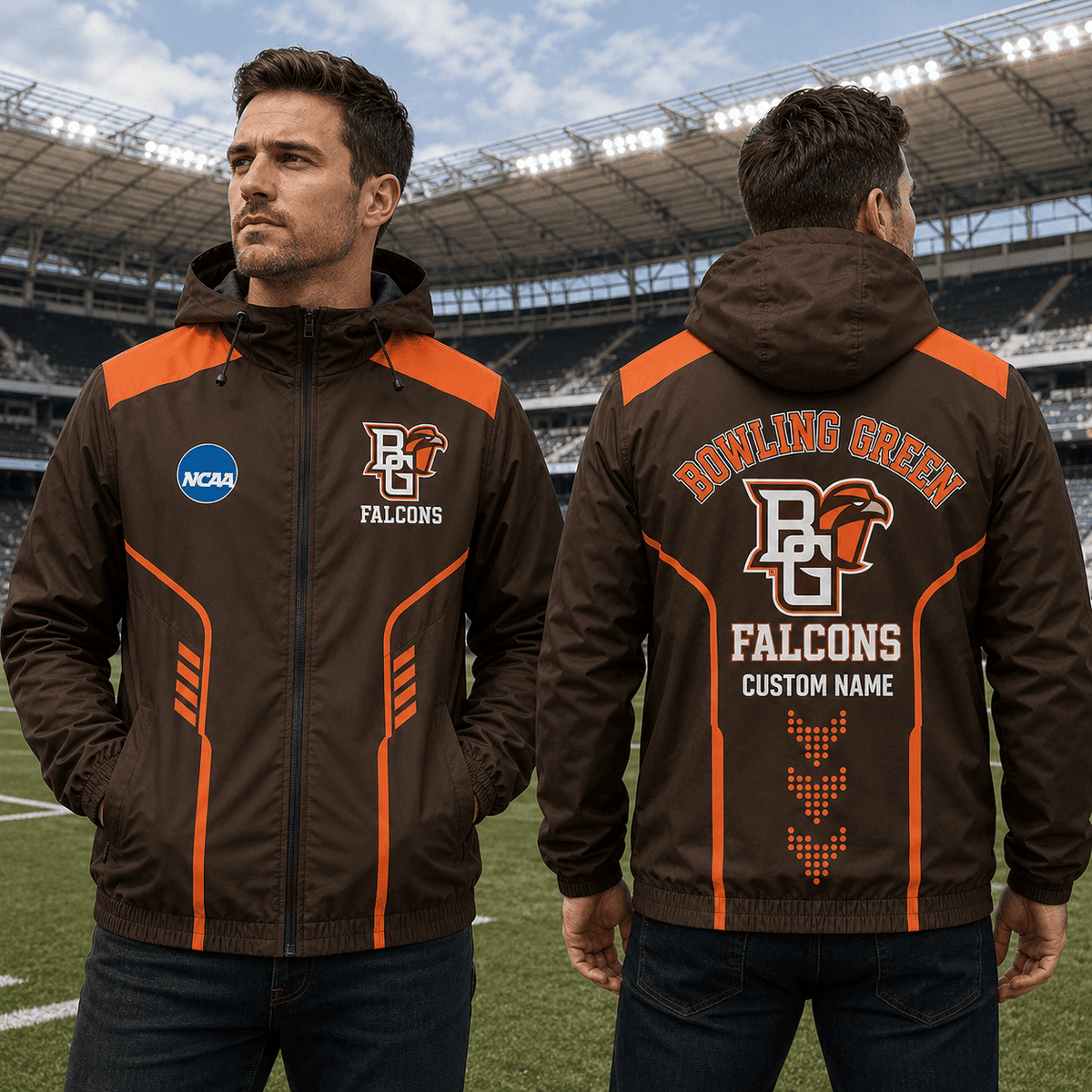 Bowling Green Falcons TDNCAAWJ01 NCAA Personalized Outdoor Windbreaker Jacket