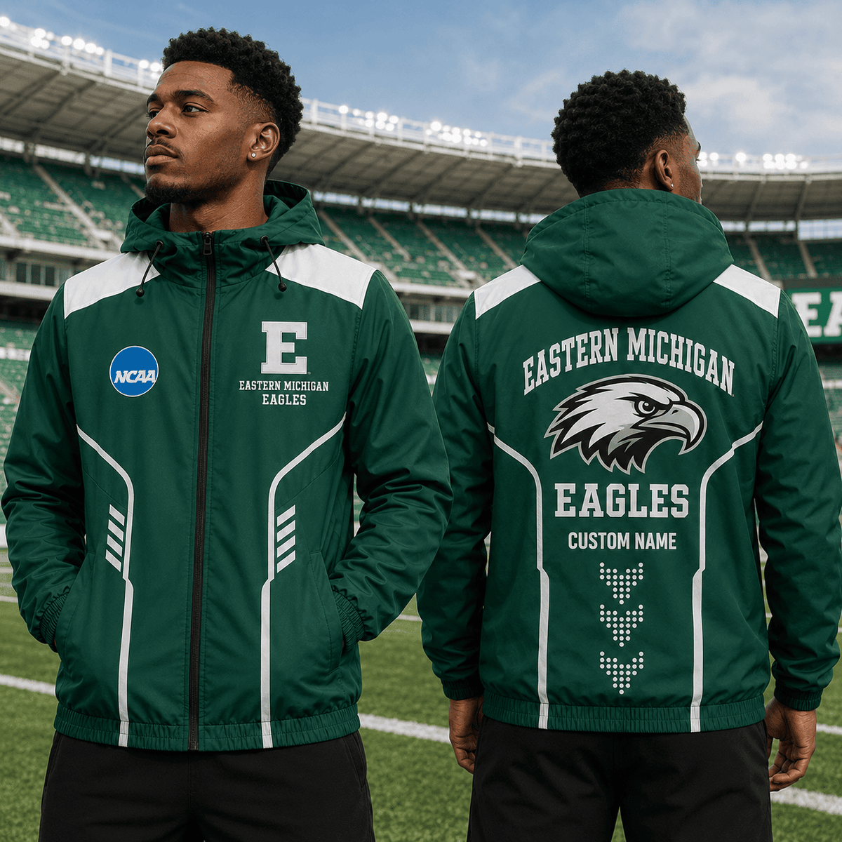 Eastern Michigan Eagles TDNCAAWJ01 NCAA Personalized Outdoor Windbreaker Jacket