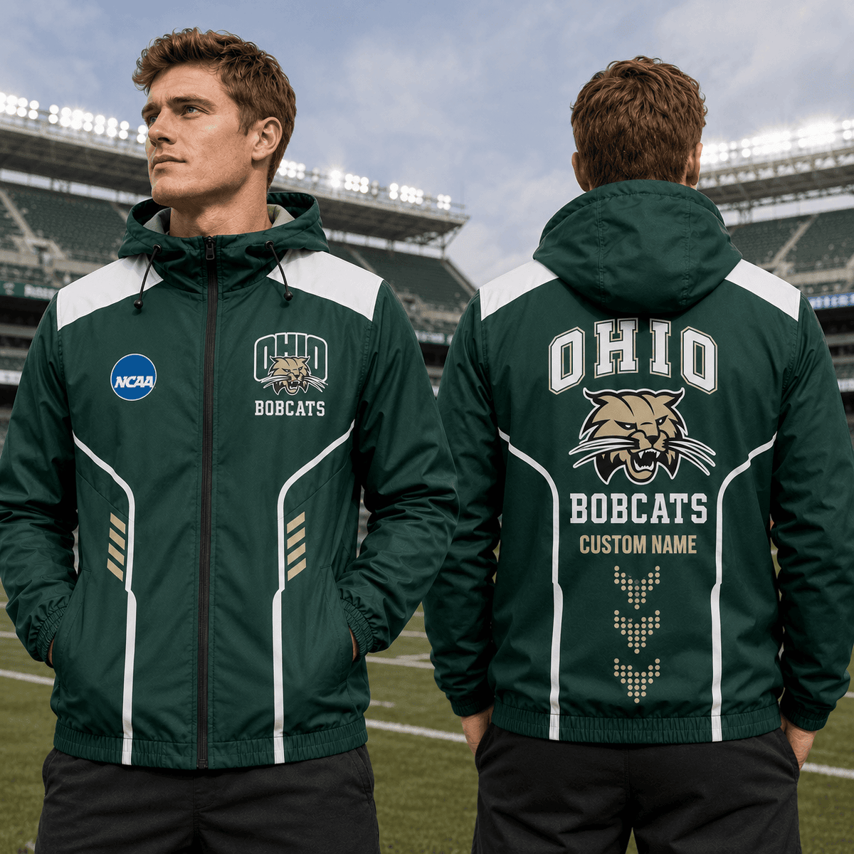 Ohio Bobcats TDNCAAWJ01 NCAA Personalized Outdoor Windbreaker Jacket