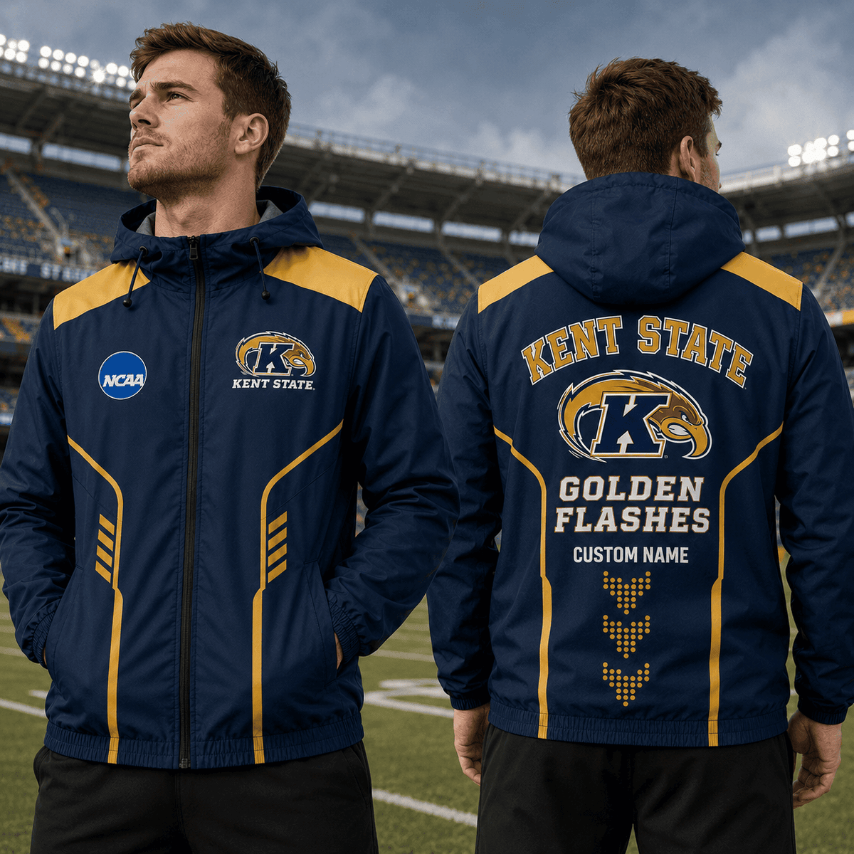 Kent State Golden Flashes TDNCAAWJ01 NCAA Personalized Outdoor Windbreaker Jacket