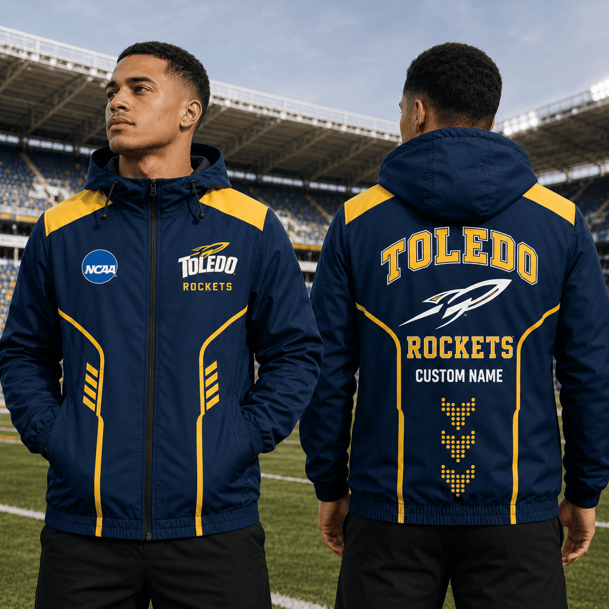 Toledo Rockets TDNCAAWJ01 NCAA Personalized Outdoor Windbreaker Jacket