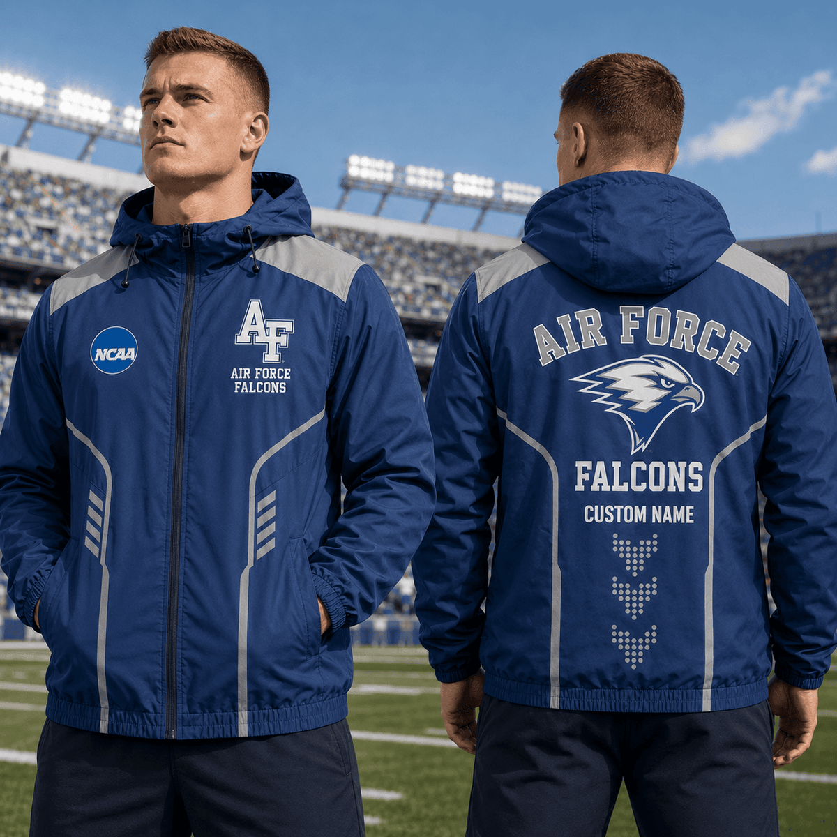 Air Force Falcons TDNCAAWJ01 NCAA Personalized Outdoor Windbreaker Jacket