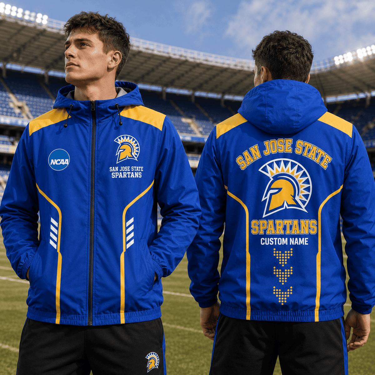 San José State Spartans TDNCAAWJ01 NCAA Personalized Outdoor Windbreaker Jacket