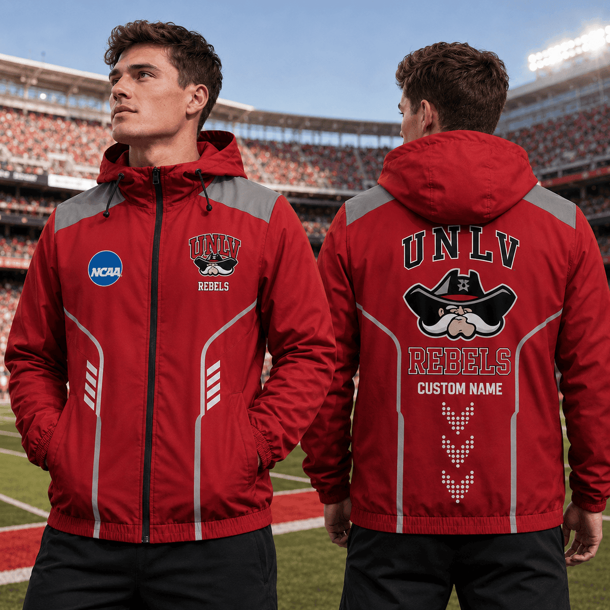 UNLV Rebels TDNCAAWJ01 NCAA Personalized Outdoor Windbreaker Jacket
