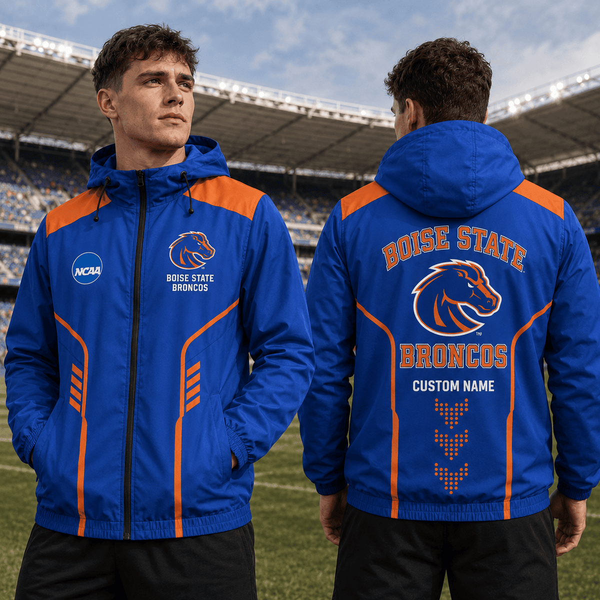 Boise State Broncos TDNCAAWJ01 NCAA Personalized Outdoor Windbreaker Jacket