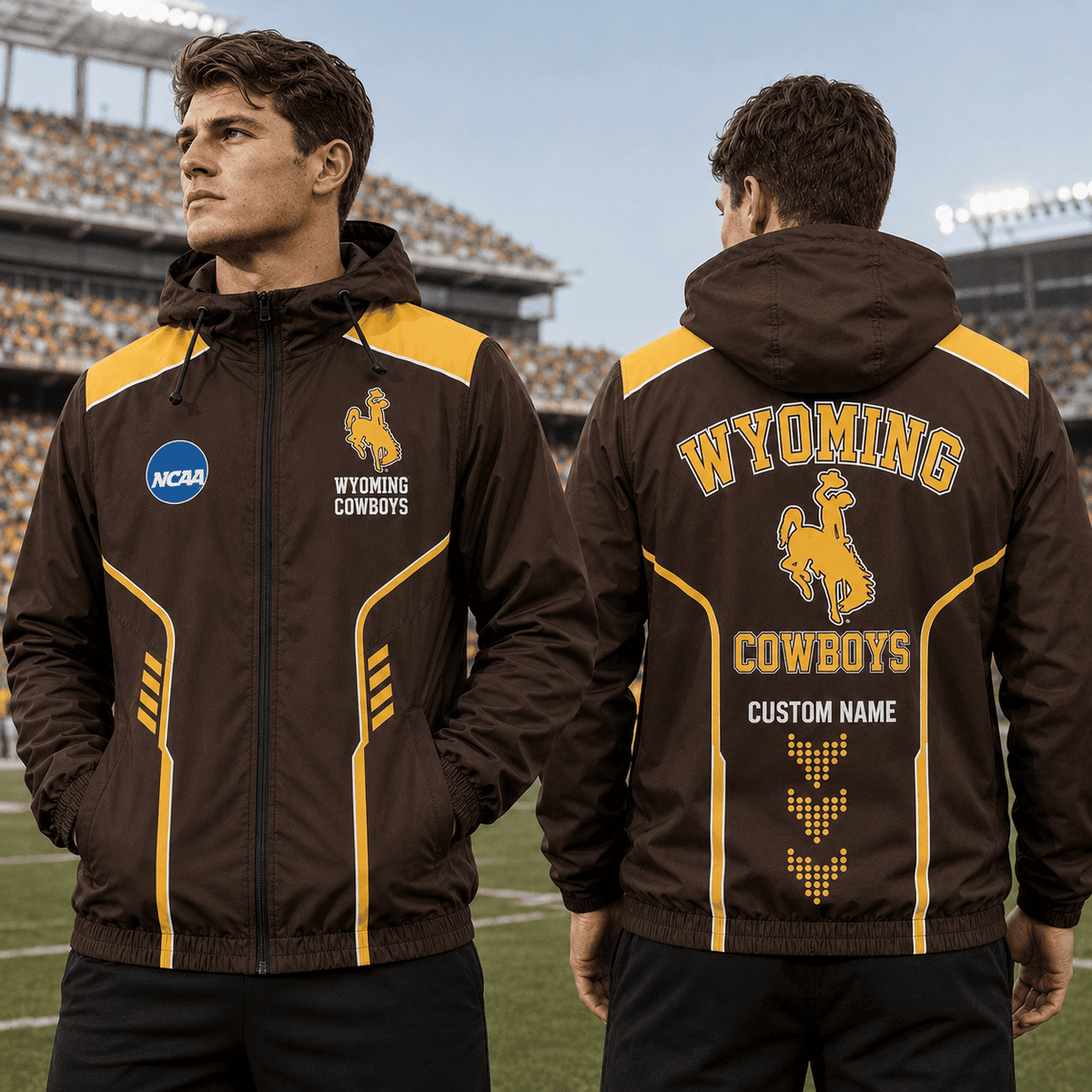 Wyoming Cowboys TDNCAAWJ01 NCAA Personalized Outdoor Windbreaker Jacket