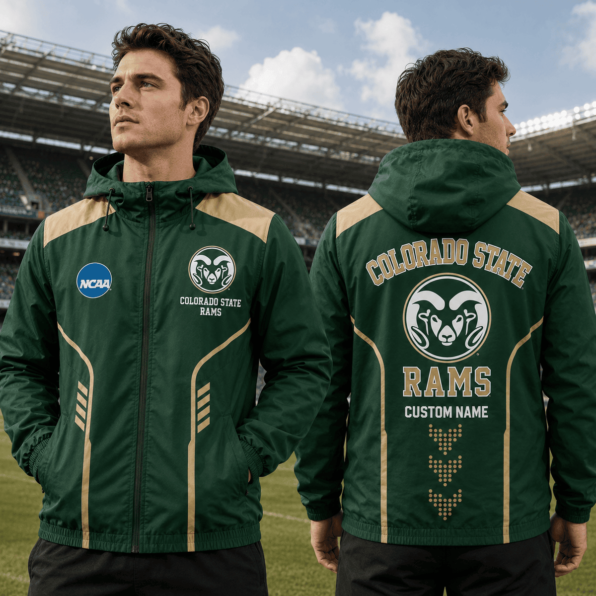 Colorado State Rams TDNCAAWJ01 NCAA Personalized Outdoor Windbreaker Jacket