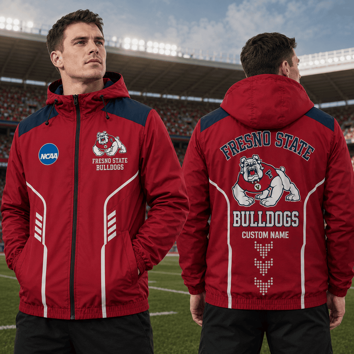 Fresno State Bulldogs TDNCAAWJ01 NCAA Personalized Outdoor Windbreaker Jacket