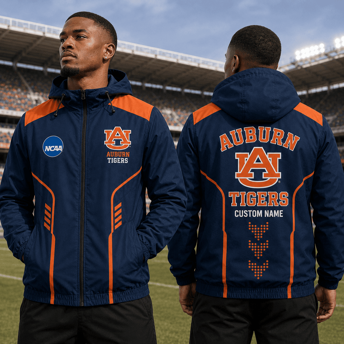 Auburn Tigers TDNCAAWJ01 NCAA Personalized Outdoor Windbreaker Jacket