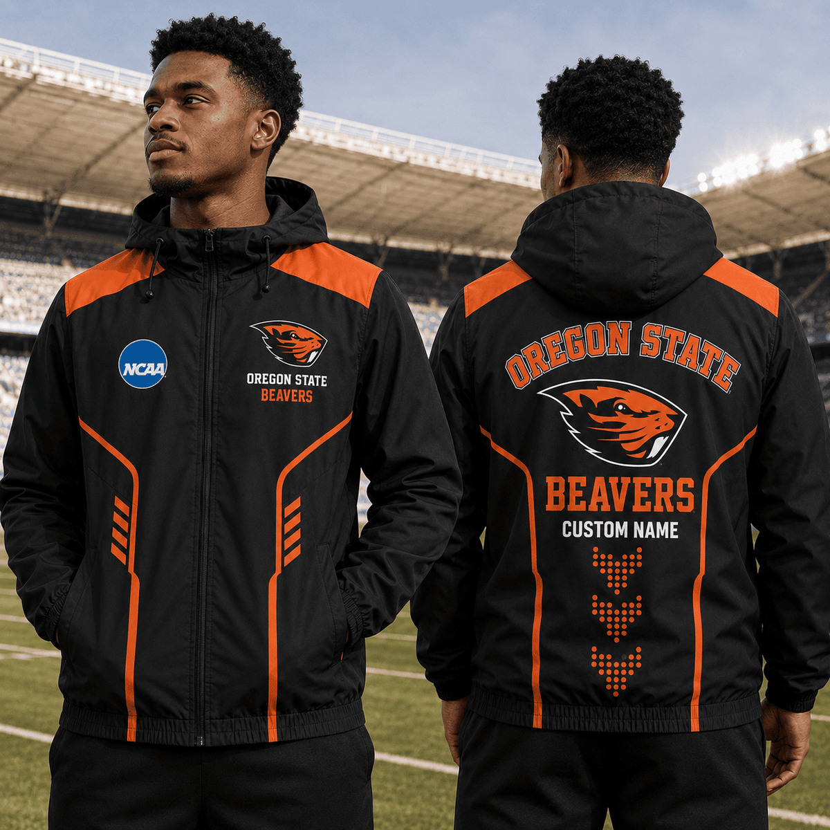 Oregon State Beavers TDNCAAWJ01 NCAA Personalized Outdoor Windbreaker Jacket