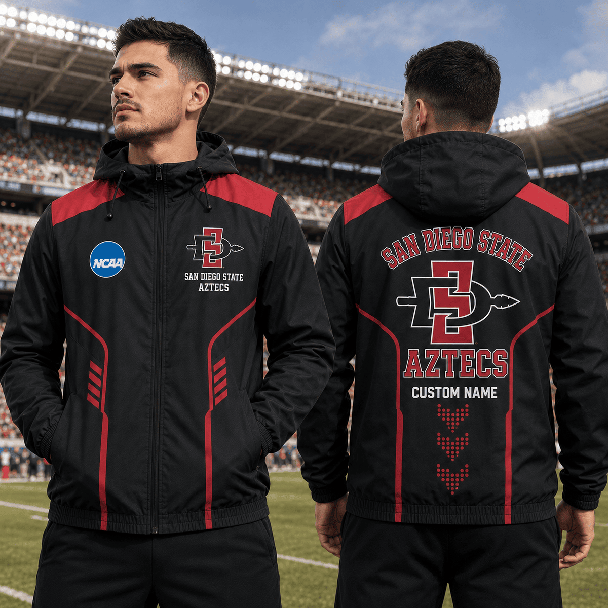 San Diego State Aztecs TDNCAAWJ01 NCAA Personalized Outdoor Windbreaker Jacket