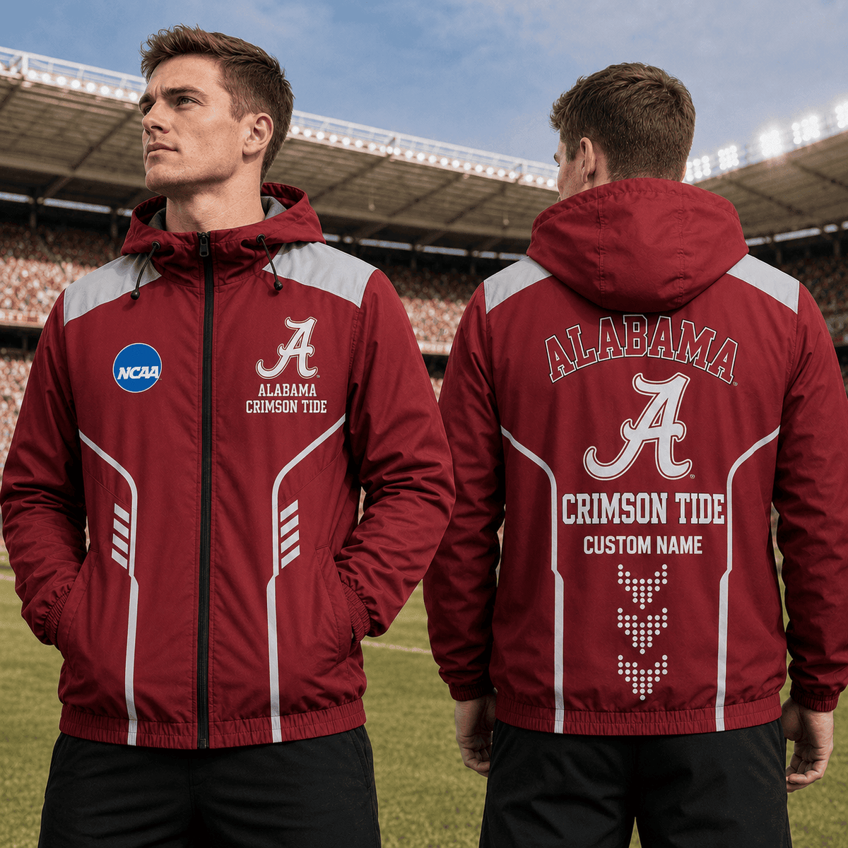 Alabama Crimson Tide TDNCAAWJ01 NCAA Personalized Outdoor Windbreaker Jacket