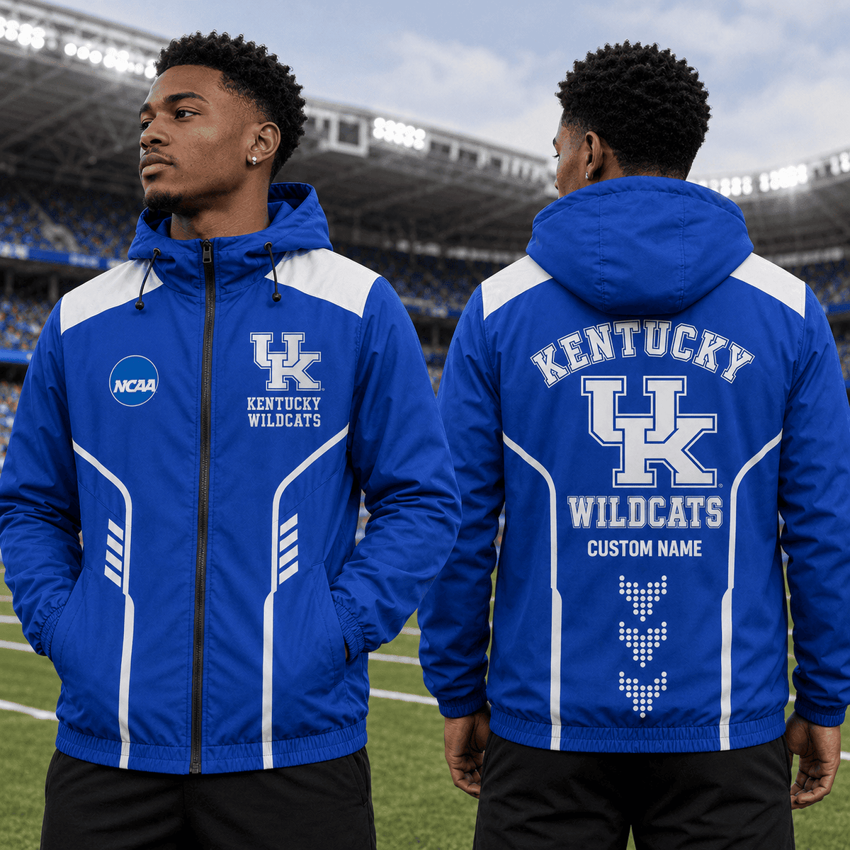 Kentucky Wildcats TDNCAAWJ01 NCAA Personalized Outdoor Windbreaker Jacket