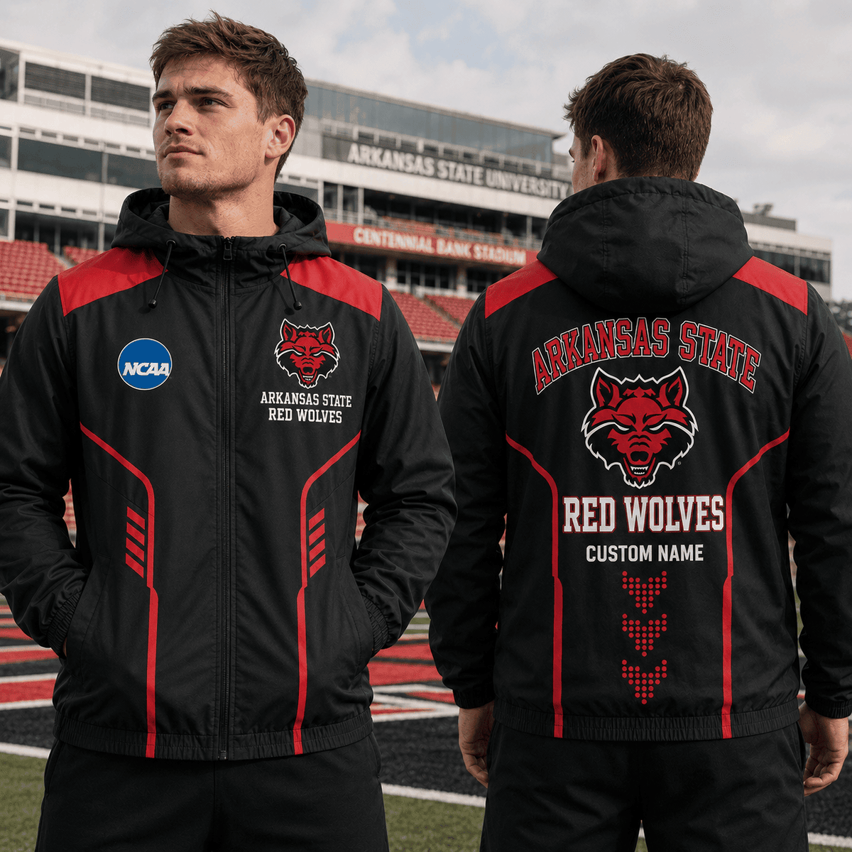 Arkansas State Red Wolves TDNCAAWJ01 NCAA Personalized Outdoor Windbreaker Jacket