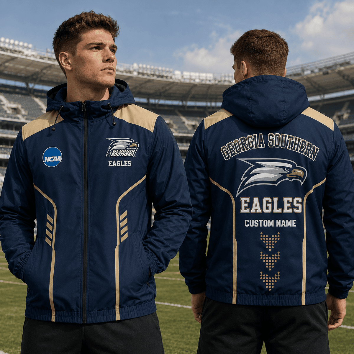 Georgia Southern Eagles TDNCAAWJ01 NCAA Personalized Outdoor Windbreaker Jacket