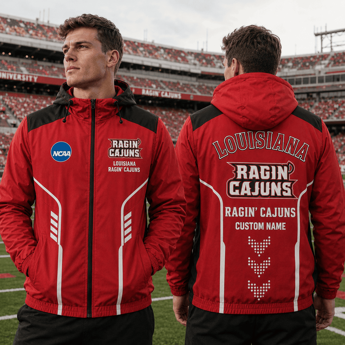 Louisiana Ragin' Cajuns TDNCAAWJ01 NCAA Personalized Outdoor Windbreaker Jacket