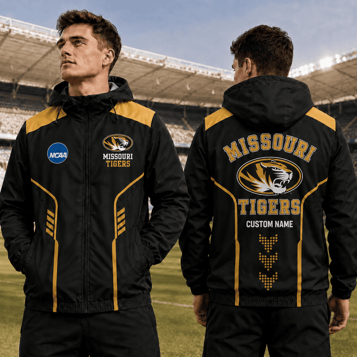 Missouri Tigers TDNCAAWJ01 NCAA Personalized Outdoor Windbreaker Jacket