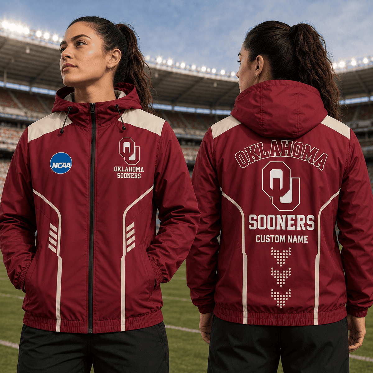 Oklahoma Sooners TDNCAAWJ01 NCAA Personalized Outdoor Windbreaker Jacket