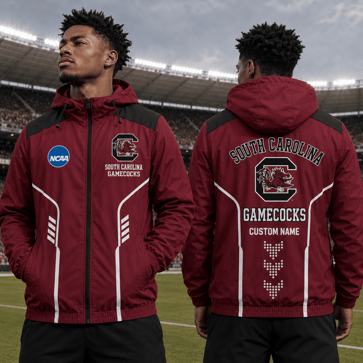 South Carolina Gamecocks TDNCAAWJ01 NCAA Personalized Outdoor Windbreaker Jacket