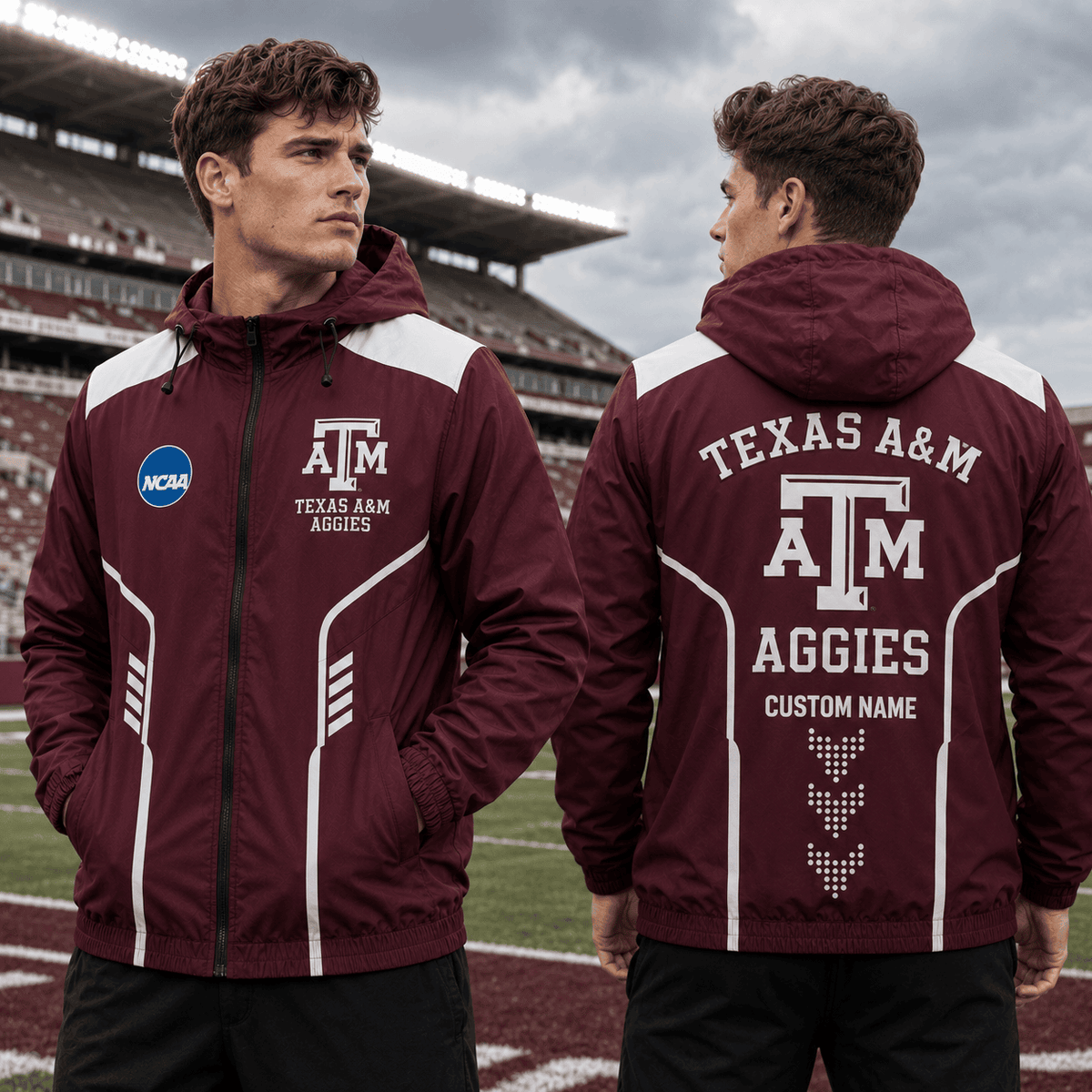 Texas A&M Aggies TDNCAAWJ01 NCAA Personalized Outdoor Windbreaker Jacket