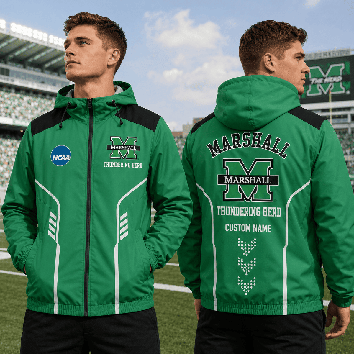 Marshall Thundering Herd TDNCAAWJ01 NCAA Personalized Outdoor Windbreaker Jacket
