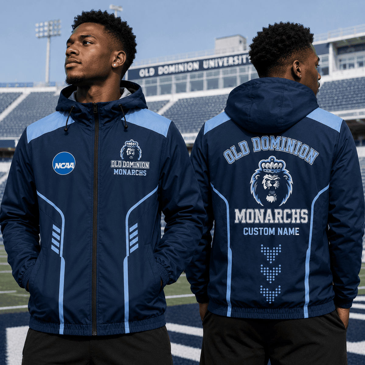 Old Dominion Monarchs TDNCAAWJ01 NCAA Personalized Outdoor Windbreaker Jacket