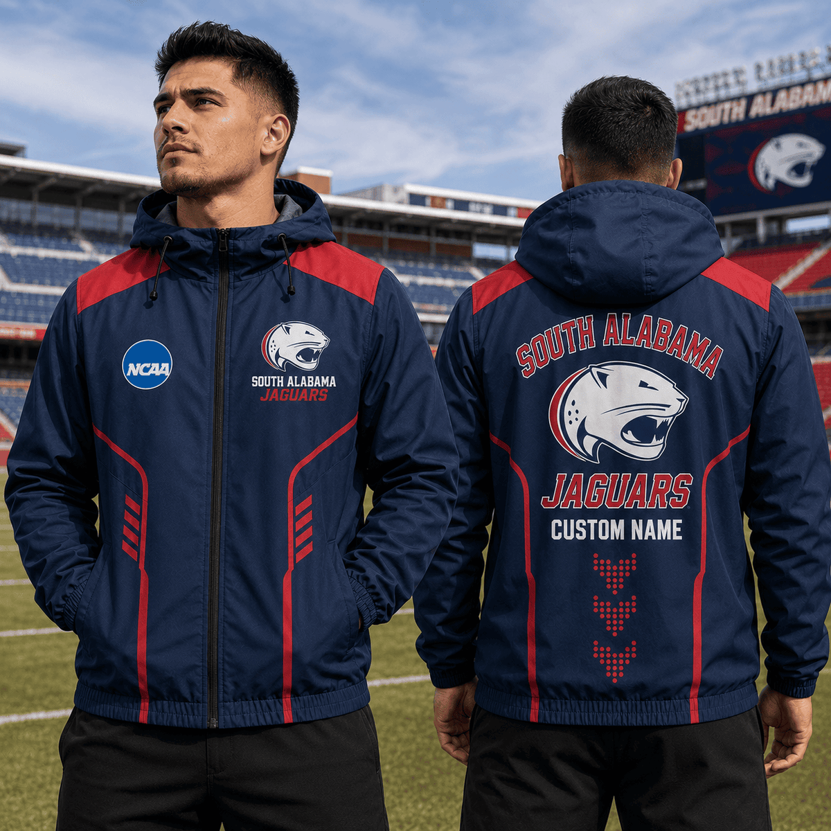 South Alabama Jaguars TDNCAAWJ01 NCAA Personalized Outdoor Windbreaker Jacket
