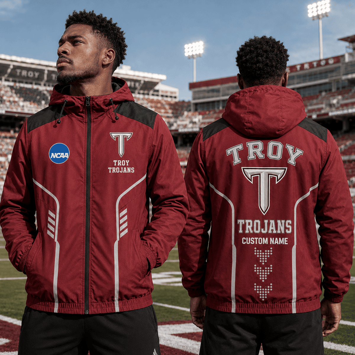 Troy Trojans TDNCAAWJ01 NCAA Personalized Outdoor Windbreaker Jacket