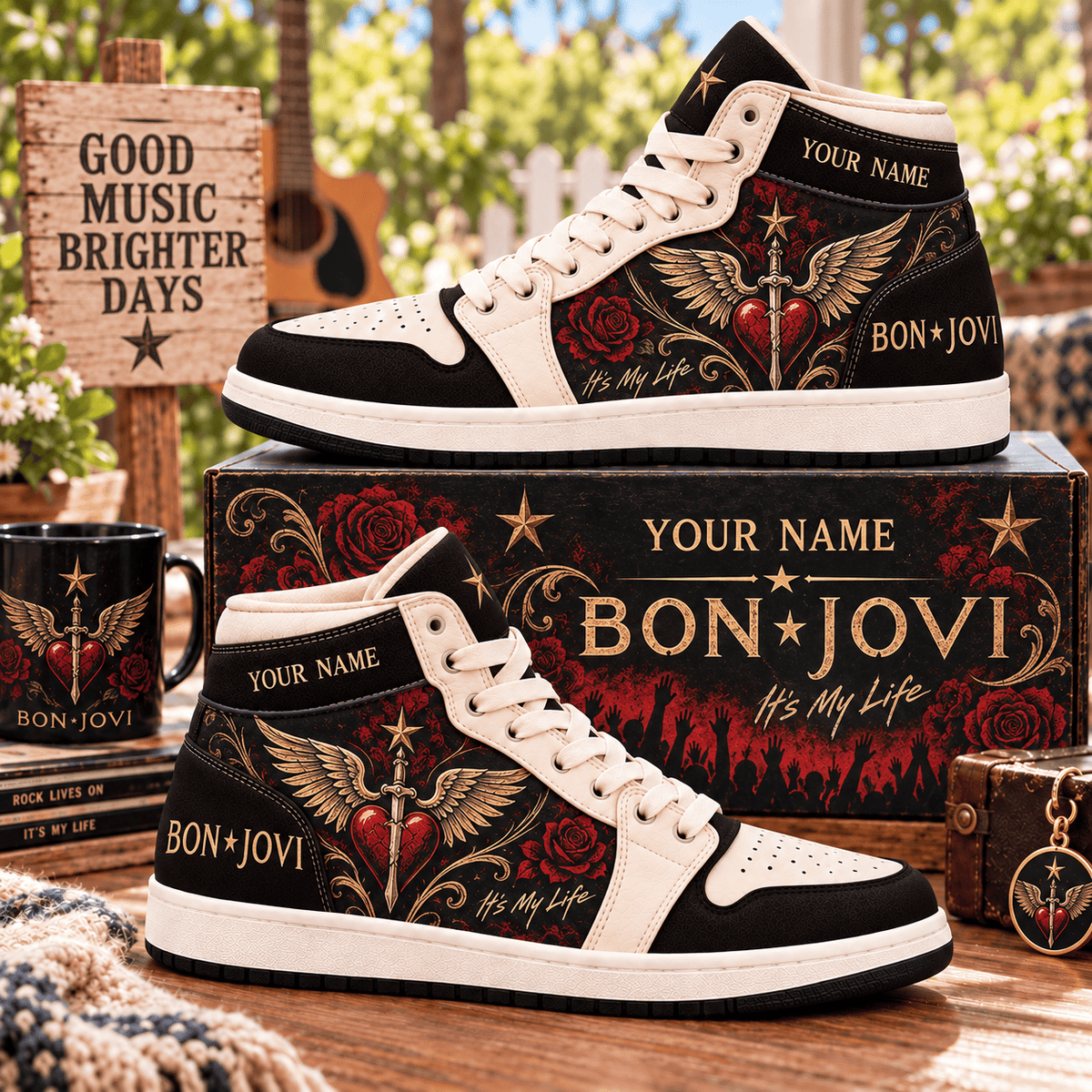 Bon Jovi PLBAND17B01 Personalized High Top Sneakers Gifts For Fan