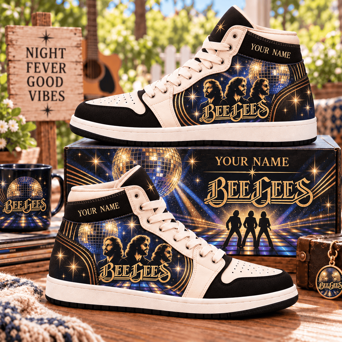 Bee Gees PLBAND17B01 Personalized High Top Sneakers Gifts For Fan