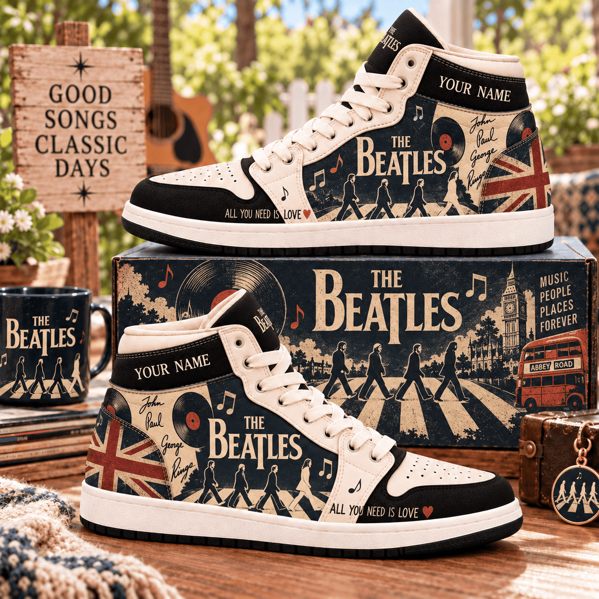The Beatles PLBAND17B01 Personalized High Top Sneakers Gifts For Fan